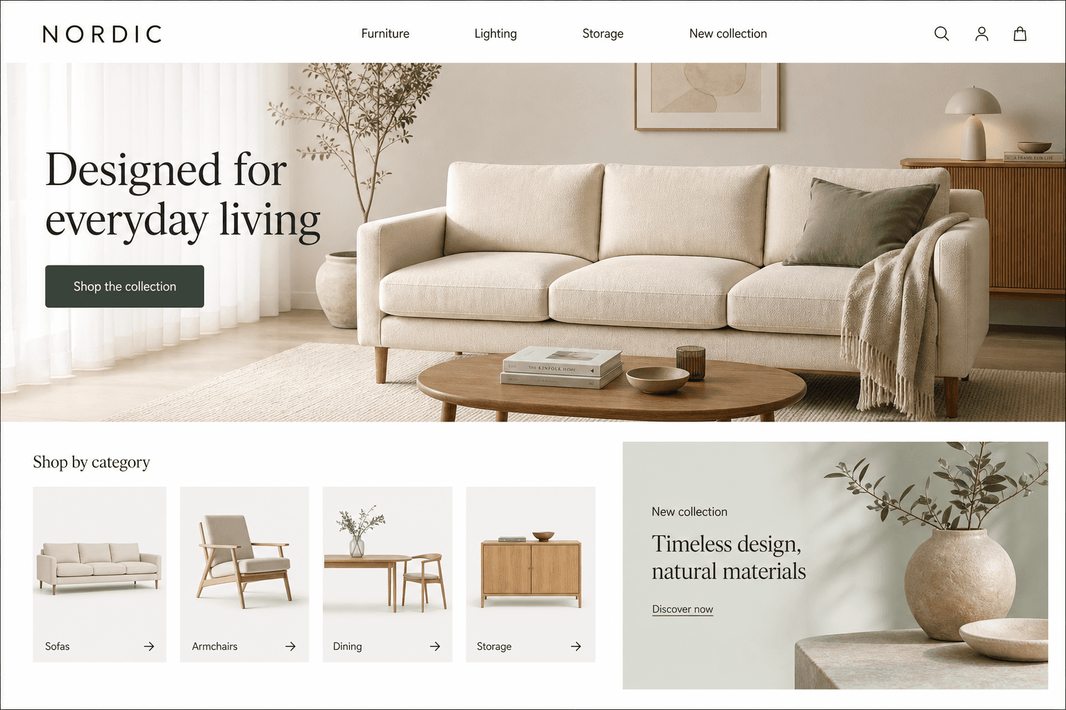 Nordic furniture homepage being recorded